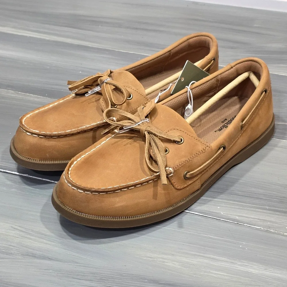 Goodfellow & Co Mens‎ Leather Loafers Bennett Casuals Slip On Size 8 Cognac